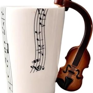 Footrest Plates Music Note Cup Ceramic Guitar Coffee Mugs Personality Tea/Milk/Juice/Lemon Bottle Durable (Size : 250ml, Color : Violin 02)