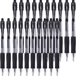 Gel Pens, 20 Pack Black Gel Pen Medium Point, Retractable Gel Ink Rollerball Pens with Premium Ink & Comfort Grip for Smooth Writing (0.7mm)