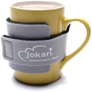 Jokari Microwave Safe Coffee Mug Hugger. Heat Protective, Machine Washable Hook and Loop Cozy for Safe Sipping and Holding (Gray, 1)