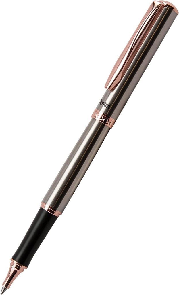 Pentel Libretto Roller Gel Pen, Rose Gold, Black Ink with Gift Box, Pen 0.7mm, 1 Count(Pack of 1) (K600PG-A)