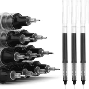 Rollerball Pens, 12pcs Black Ink Pens Fine Point, 0.5 Mm Pens, Fine Point Pens, Extra Fine Point Pens, Quick-Drying Liquid Ink Pen