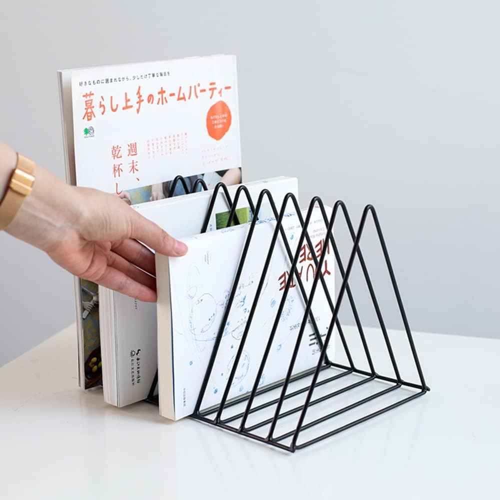 Sooyee 2 Pack 9 Slot Black Magazine Holder,Desktop File Sorter Organizer Triangle Bookshelf Decor Home Office - Image 2