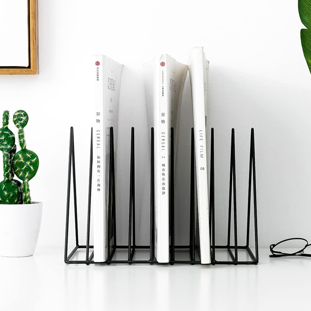 Sooyee 2 Pack 9 Slot Black Magazine Holder,Desktop File Sorter Organizer Triangle Bookshelf Decor Home Office - Image 6