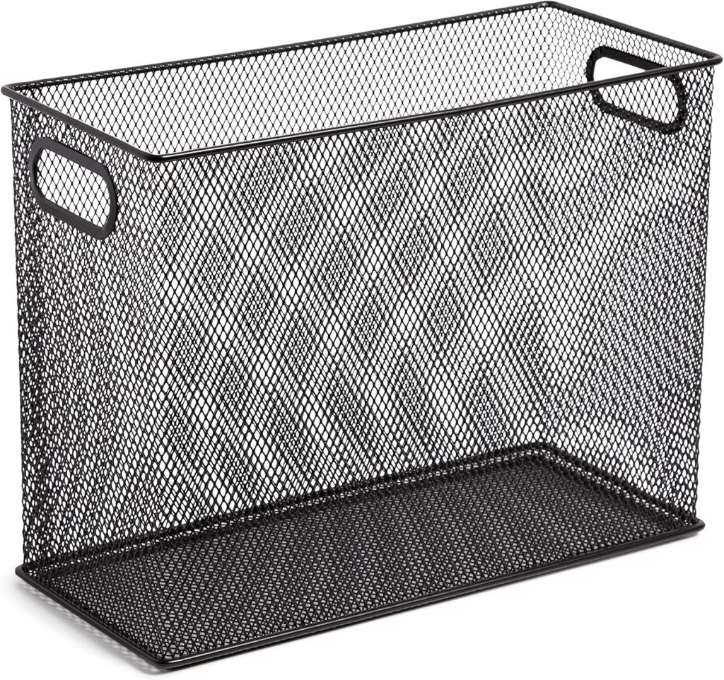 U Brands Mesh Steel Desktop Hanging File Holder, Letter Size, 12.4" x 9.53" x 5.5", Black - 457U00-06