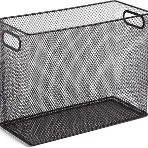 U Brands Mesh Steel Desktop Hanging File Holder, Letter Size, 12.4" x 9.53" x 5.5", Black - 457U00-06
